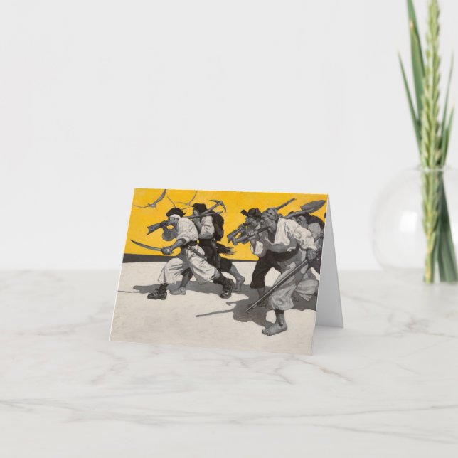 Cartão De Agradecimento Ilha do tesouro por Newell Convers Wyeth (Frente)