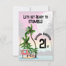 Cartão De Agradecimento Ilha Tropical Palm Tree Sunset