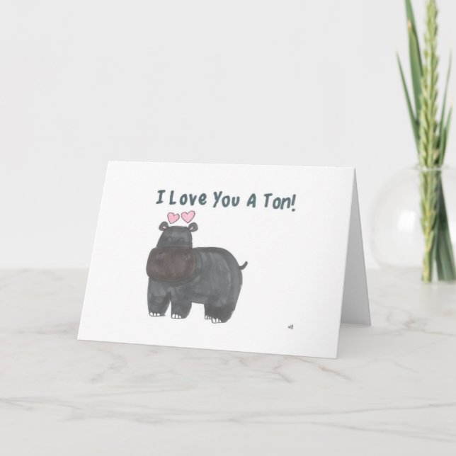 Cartão De Agradecimento ILU Hippo I Love You Card (Frente)