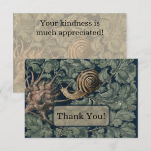 Cartão De Agradecimento Ilustração Antiga de Caracol Botânico Art Nouveau