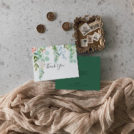 Cartão De Agradecimento Ilustração Colorida Floral Tropical Plana de Casam