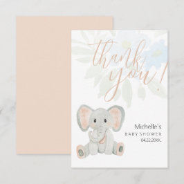 Cartão De Agradecimento Ilustração de Aquarela de Elefante de Escamudo Cor