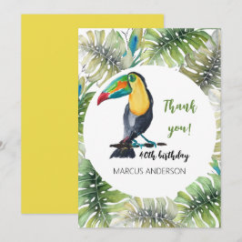 Cartão De Agradecimento Ilustração de Aquarela Exótica do Toucan