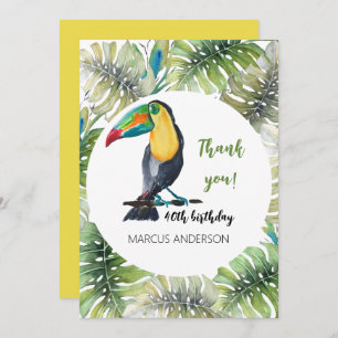 Cartão De Agradecimento Ilustração de Aquarela Exótica do Toucan