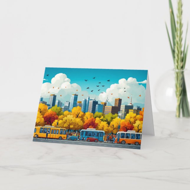 Cartão De Agradecimento Ilustração de Arquitetura de Cidade Desenho de Aqu (Frente)