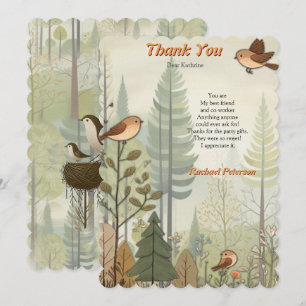 Cartão De Agradecimento Ilustração de arte de aves simplistas do estilo mo