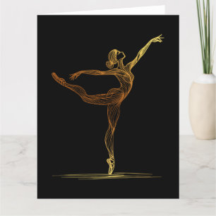 Cartão De Agradecimento Ilustração de Arte de Linha de uma Dançarina Balé