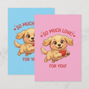 Cartão De Agradecimento Ilustração de Cachorrinho Fofo com Coração