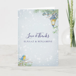 Cartão De Agradecimento Ilustração de Casamento de Lâmpada de Inverno de N