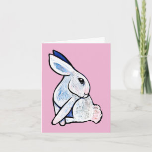 Cartão De Agradecimento Ilustração de Coelho Bunny Branco Macio