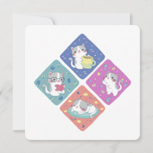 Cartão De Agradecimento Ilustração de Dia de Ocupação de Gatinho Bonito