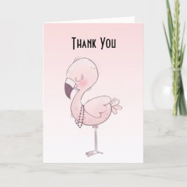 Cartão De Agradecimento Ilustração de Flamingo Cor-de-Rosa
