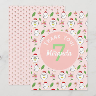 Cartão De Agradecimento Ilustração de Galinha de Cartoon Bonito