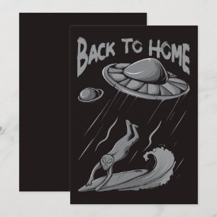 Cartão De Agradecimento ilustração de surfista alienígena OVNI com volta p