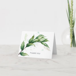 Cartão De Agradecimento Ilustração de Vegetação com respingo de Aquarela e