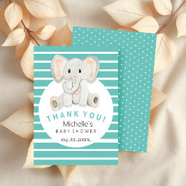 Cartão De Agradecimento Ilustração em Aquarela de Elefante Bebê Fofo