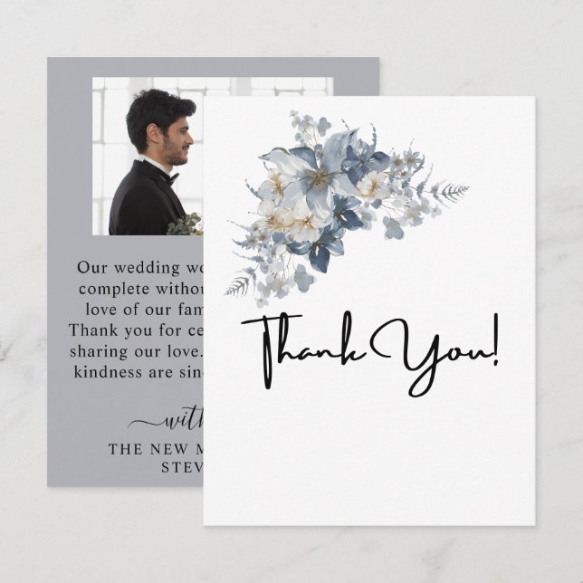 Cartão De Agradecimento ilustração em aquarela rústica de um floral  (Frente/Verso)