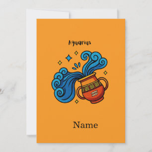 Cartão De Agradecimento Ilustração em Cartoon do Signo de Aquário