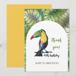 Cartão De Agradecimento Ilustração Exótica de Tucano em Aquarela