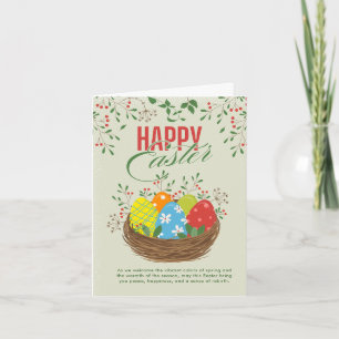 Cartão De Agradecimento Ilustração Floral Colorida Feliz Páscoa