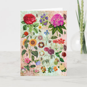 Cartão De Agradecimento Ilustrações da Flor Botânica Vintage
