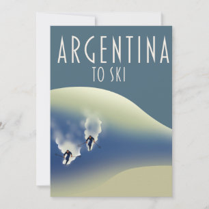 Cartão De Agradecimento Ímã com pôster de esqui estilo retrô da Argentina