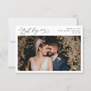 Cartão De Agradecimento Imagem de Casamento Greenery, do Elegante Script W