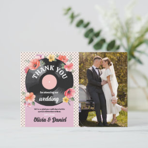 Cartão De Agradecimento Imagem de floral de casamento de registro musical 