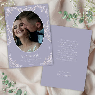 Cartão De Agradecimento Imagem do Casamento vintage Lilac Chic Francês Ele