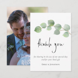 Cartão De Agradecimento Imagem do Script Elegante Eucalyptus Leaf Muito Ob