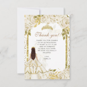 Cartão De Agradecimento Imagem elegante Ivory Floral Quinceañera