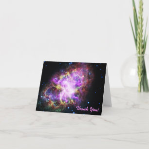 Cartão De Agradecimento Imagem Espacial Nebula De Caranguejo Rosa Obrigado