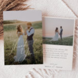 Cartão De Agradecimento Imagem Simples de Script Minimalista Whimsical<br><div class="desc">Este cartões de agradecimentos de fotos plano minimalista e sombrio é perfeito para o seu clássico casamento simples preto e branco, mínimo e moderno de bô. A design apresenta uma caligrafia elegante, delicada e romântica escrita à mão com tipografia formal do chique. O olhar vai correr bem em qualquer época...</div>