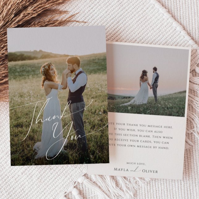 Cartão De Agradecimento Imagem Simples de Script Minimalista Whimsical (Criador carregado)