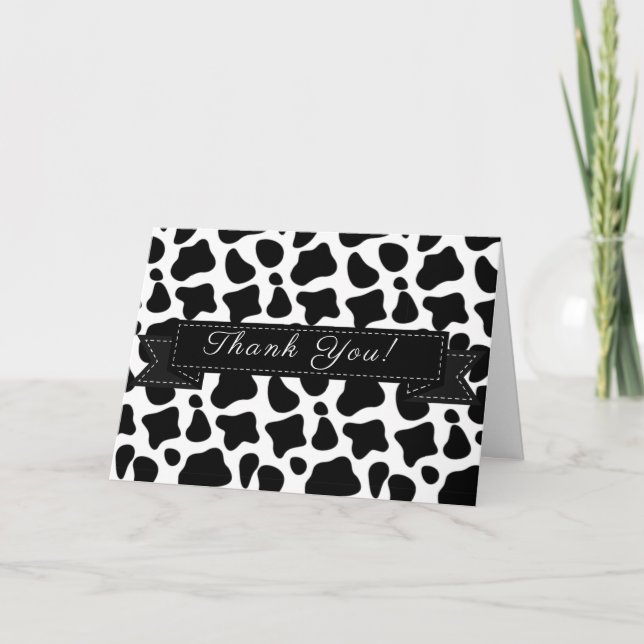 Cartão De Agradecimento Impressão de Vaca Ocasião Tudo Obrigado Nota (Frente)