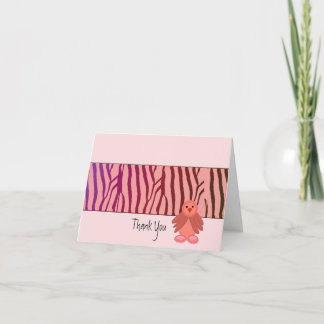 Cartão De Agradecimento Impressão de Zebra Coral com Pequeno Pássaro