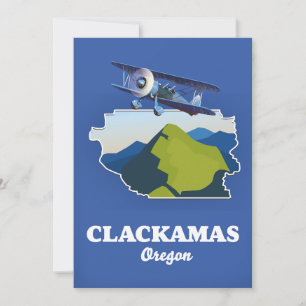 Cartão De Agradecimento Impressão em tela do mapa de Clackamas Oregon EUA