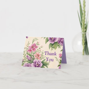 Cartão De Agradecimento Impressão Floral Do Jardim Da lavanda E Do Rosa