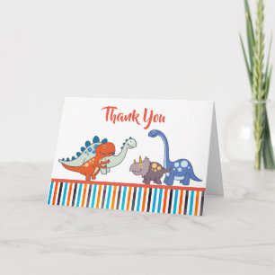 Cartão De Agradecimento Impressão Personalizado por padrão de dinossauro