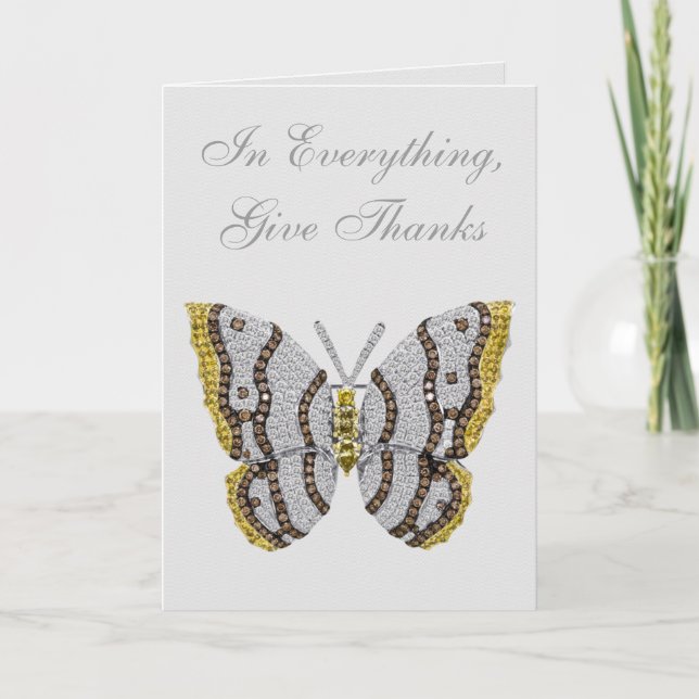 Cartão De Agradecimento In Everything, Give Thanks Diamond Butterfly (Frente)
