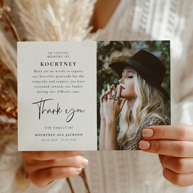 Cartão De Agradecimento In Loving Memory Custom Photo & Message Sympathy  (Criador carregado)