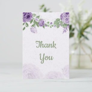 Cartão De Agradecimento incrível flores roxas verdes botânicas