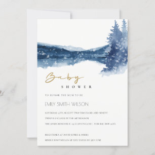 CARTÃO DE AGRADECIMENTO INDIGO INK BLUE MONTAIN LAKE CHÁ DE FRALDAS INVIT