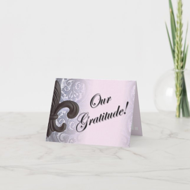 Cartão De Agradecimento indigo/rosa "pulgão de ferro de lis" obrigado, car (Frente)