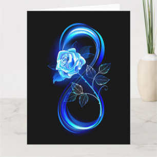 Cartão De Agradecimento Infinidade brilhante com rosa azul