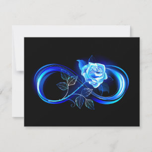 Cartão De Agradecimento Infinidade brilhante com rosa azul