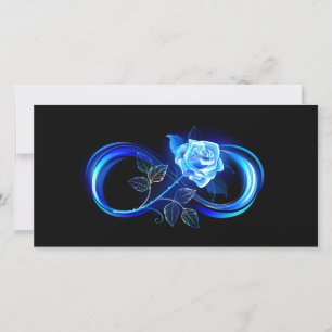 Cartão De Agradecimento Infinito brilhante com rosa azul