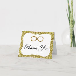 Cartão de Agradecimento Infinito Dourado com Brilh