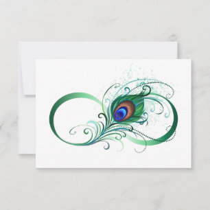 Cartão De Agradecimento Infinity Symbol with Peacock Feather