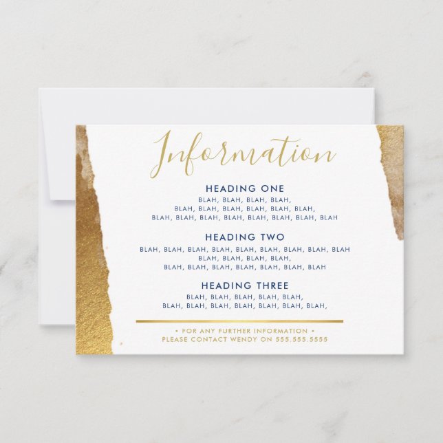 Cartão De Agradecimento INFORMAÇÃO MODERNA luxuoso dourado azul (Frente)